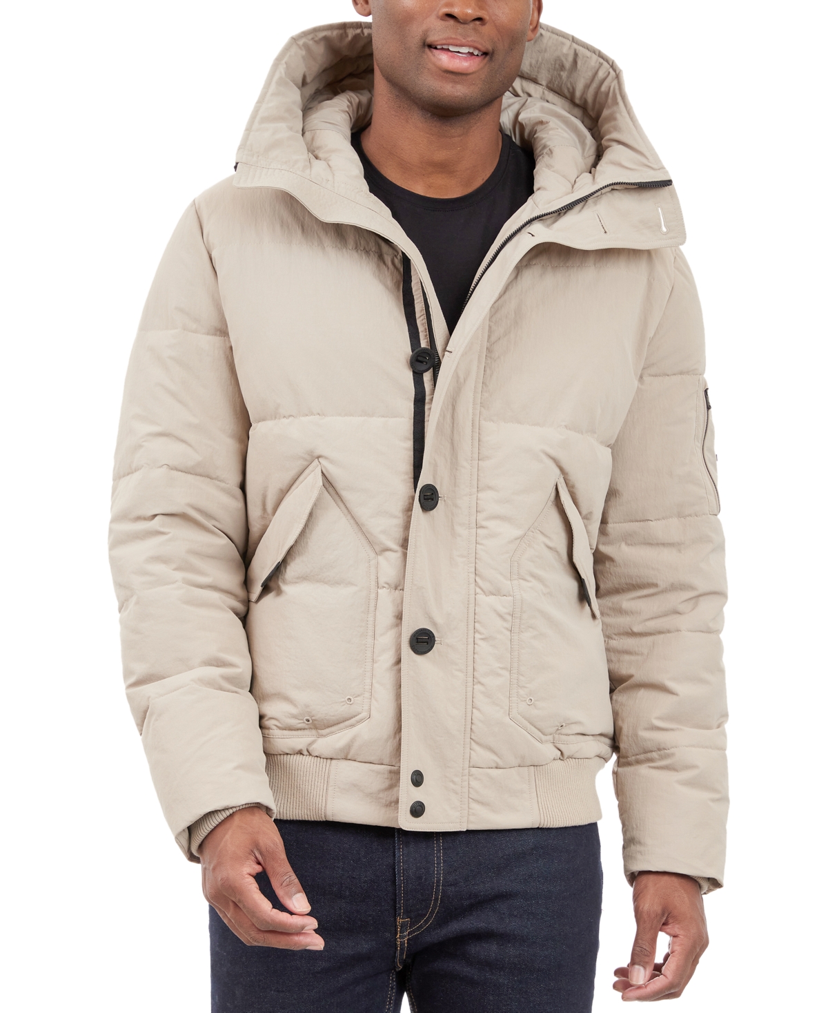 Michael Kors Men's Crinkle Nylon Heavy Short Snorkel Coat