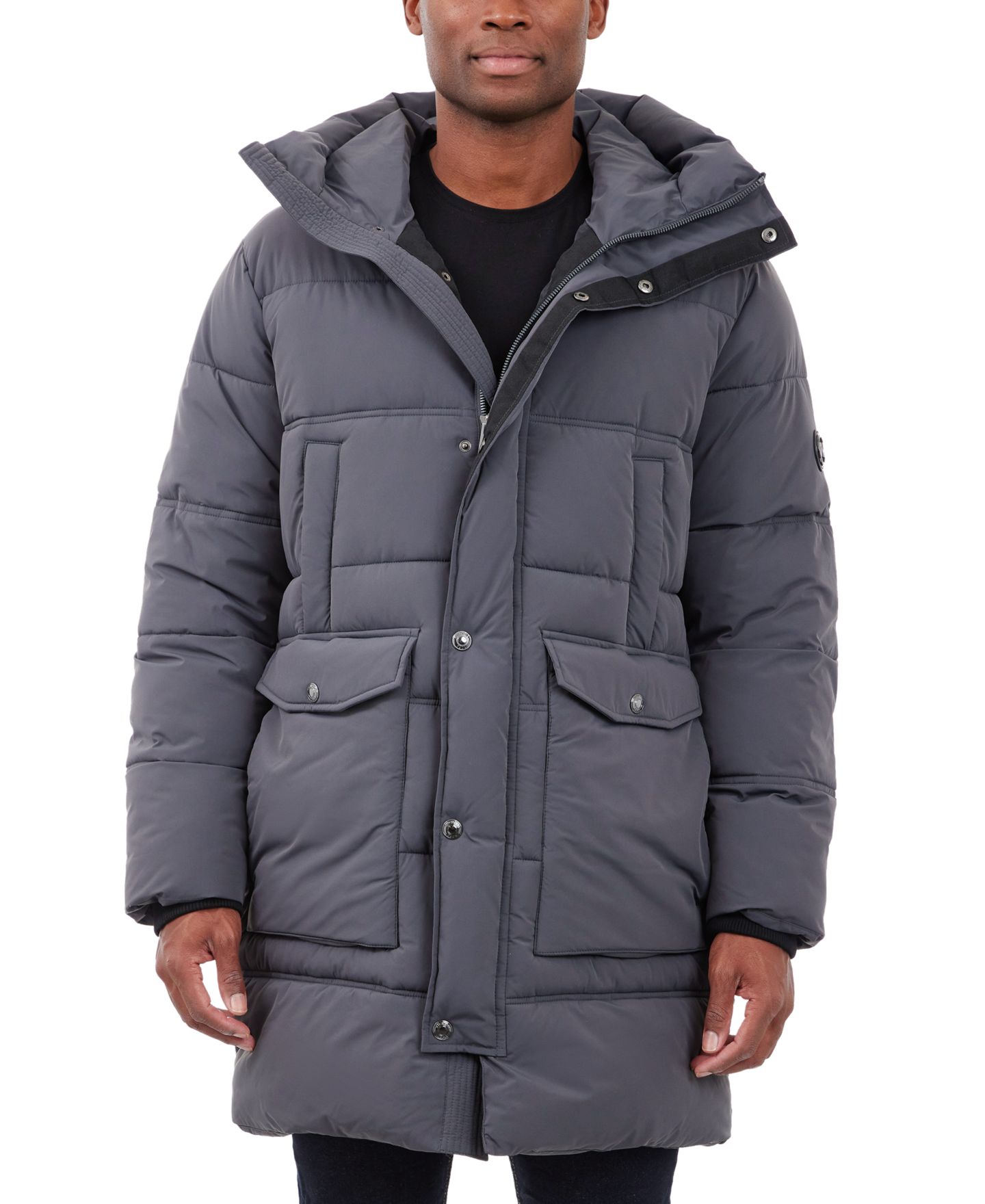 Мужская куртка Michael Kors Heavyweight Hooded Long Puffer, цвет: Угольный — фото 1