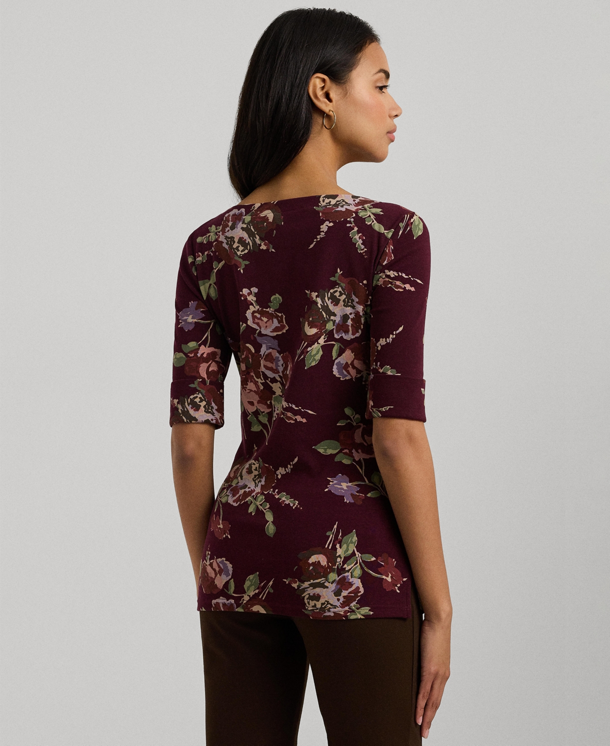 Lauren Ralph Lauren Women's Floral Stretch Cotton Boatneck , Regular & Petite