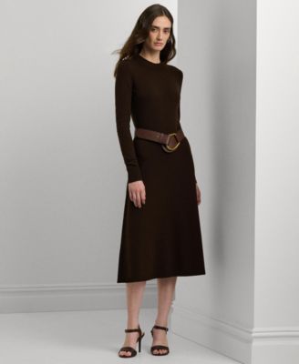 Lauren Ralph Lauren - Women's Wool-Blend Long-Sleeve Sweater Dress