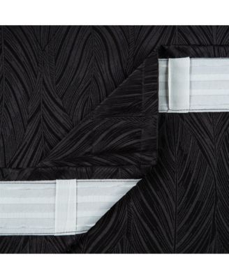 Premium 2-Panel Classy Embossed Leaf Textured Curtains - Back Tab, Ring Tab - for Windows Living Room Bedroom -  Partial Room Darkening Drapes for Privacy - 52 x 108 Inches - Black