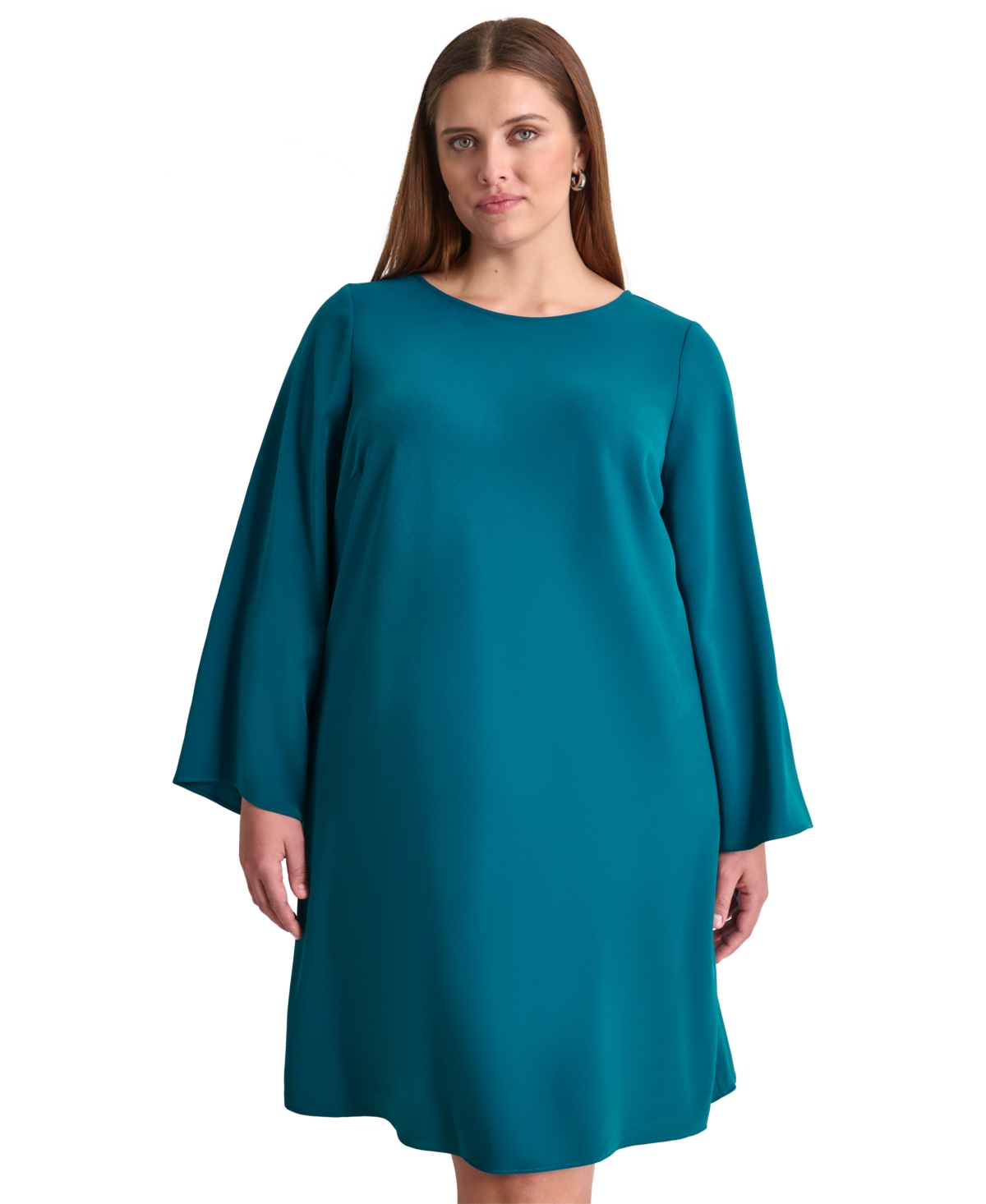 Dkny Plus Size Jewel-Neck Wide-Sleeve Shift Dress