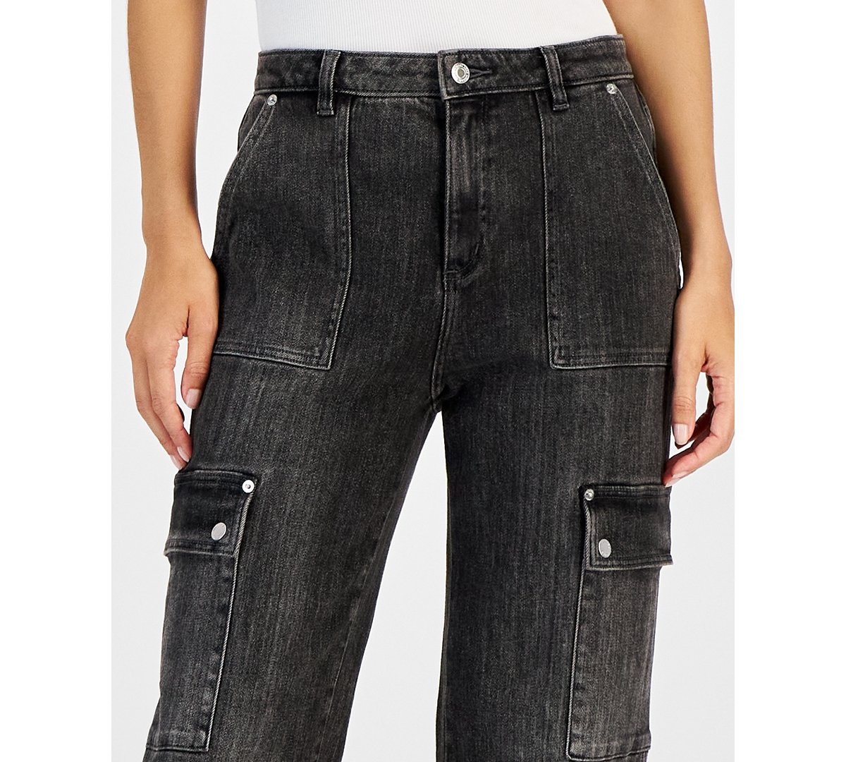 Michael Michael Kors Women's High-Rise Faded Cargo Jeans