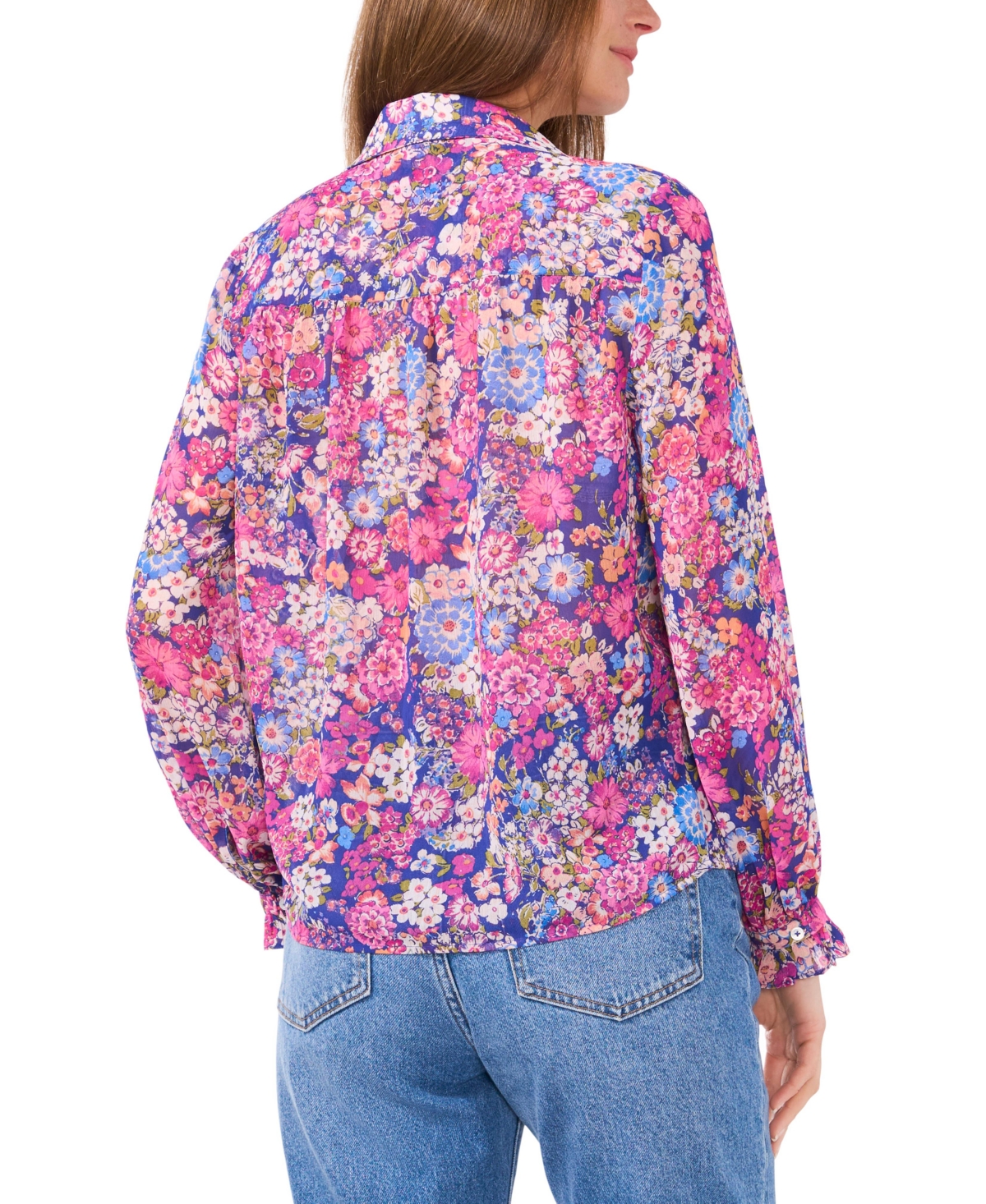 Vince Camuto Women's Floral-Print Ruffled-Cuff Blouse
