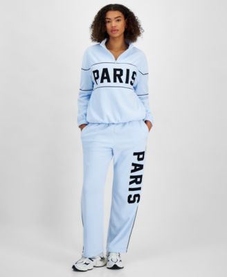 Juniors Paris Quarter Zip Sweatshirt Fleece Sweatpants