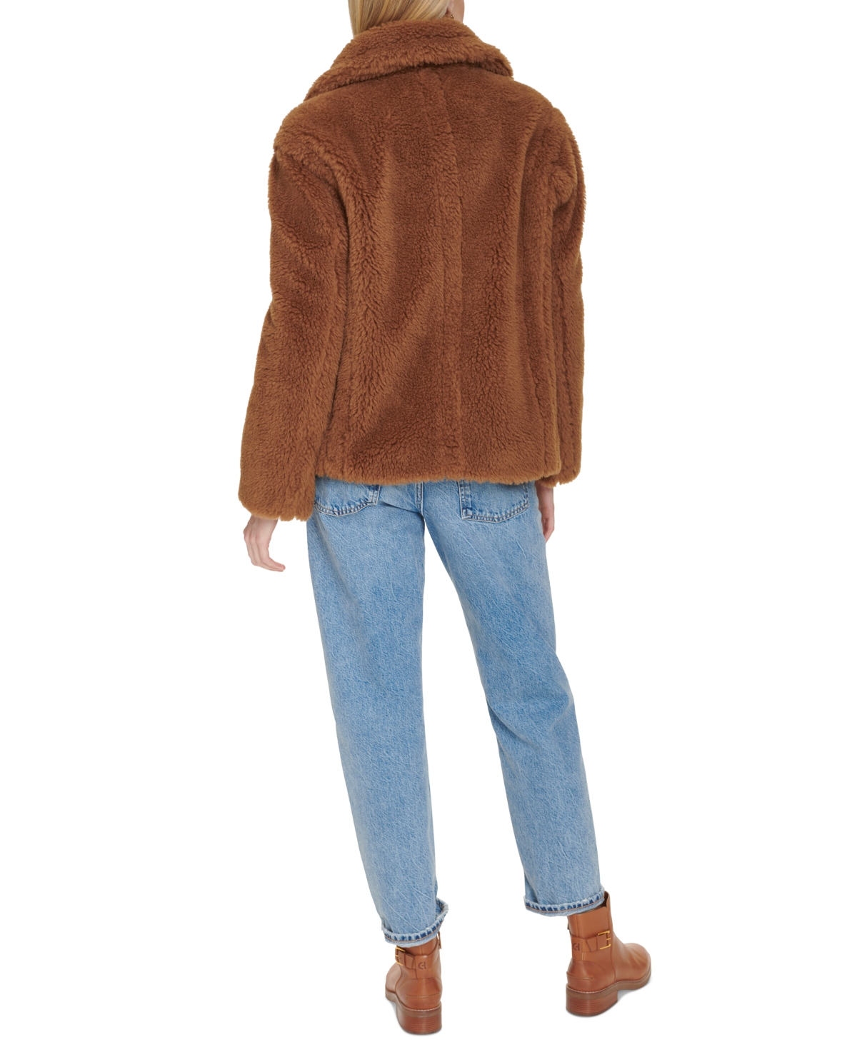 Cole Haan Women's Notched-Collar Single-Breasted Teddy Coat