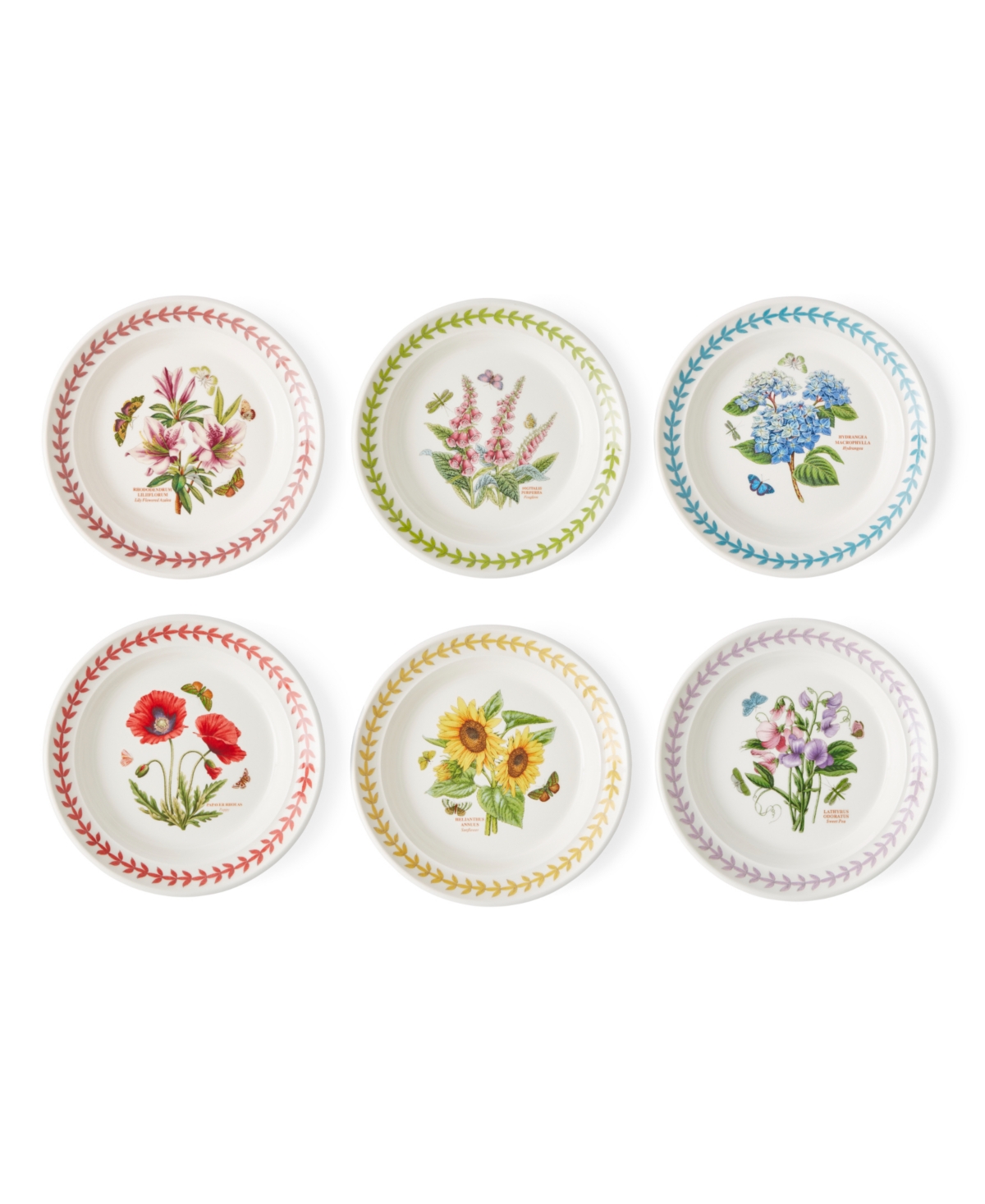 Botanic Garden Meadow Assorted Side Plates, Set of 6 - White