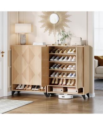 6-Tier Shoe Cabinet with Doors – Modern wooden organizer with adjustable shelves for entryway, bedroom, or living room