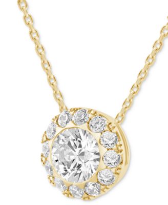 Diamond Round Halo 18" Pendant Necklace (3/4 ct. t.w.) in 14k Gold