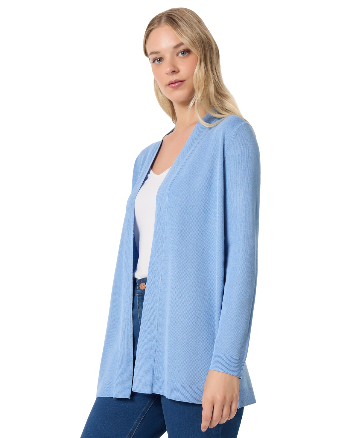 Jones New York Petite Open-front Long-sleeve Cardigan In Caramel