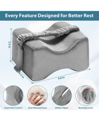 Memory Foam Knee Pillow for Side Sleepers Leg Hip Spine Support Ergonomic Wedge Cushion with Washable Cover