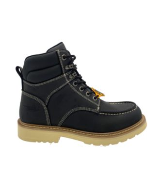 Men's 6" Black Leather Defined Heel Cap Toe Work Boot