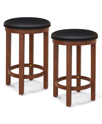 Bar Stools Set of 2 Counter Height Stools with Round Seat & Footrest for Kitchen