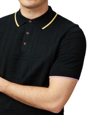 Мужская рубашка поло Ben Sherman Ben Sherman обычного покроя с текстурированной клетчатой отделкой в тон 23890₽