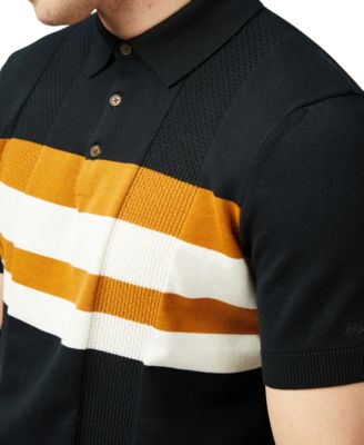 Ben Sherman Мужская рубашка поло из текстурированного трикотажа в полоску обычного кроя от Ben Sherman 21890₽