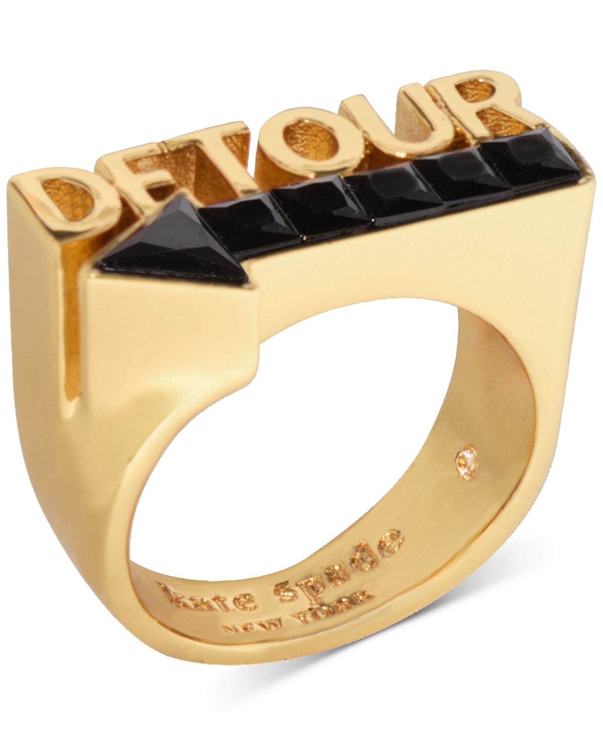Kate Spade New York Gold-Tone Jet Cubic Zirconia Detour Statement Ring -gold