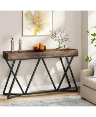 55 Inch Console Table, Farmhouse Sofa Table Wood Entryway Table, Behind The Couch Table Foyer Table, Rustic Brown