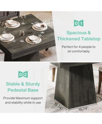 Square Dining Table for 4, 31.5-Inch Kitchen Table Small Dinner Table with Sturdy Pedestal Base, Farmhouse Dining Room Table