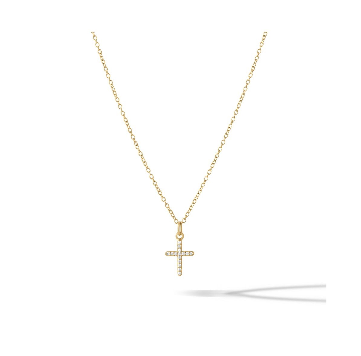 Pave Cross Necklace - Gold