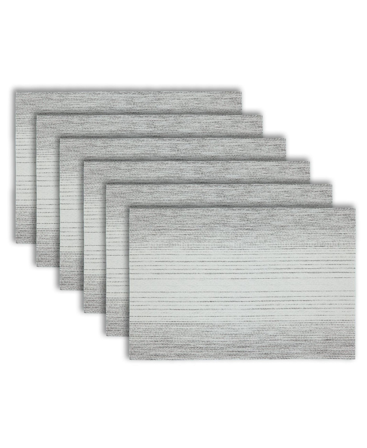 Ombre Texteline Outdoor Dining Set Textured Design Reversible 12" x 18" Rectangular Placemats Set of 6 - Blue