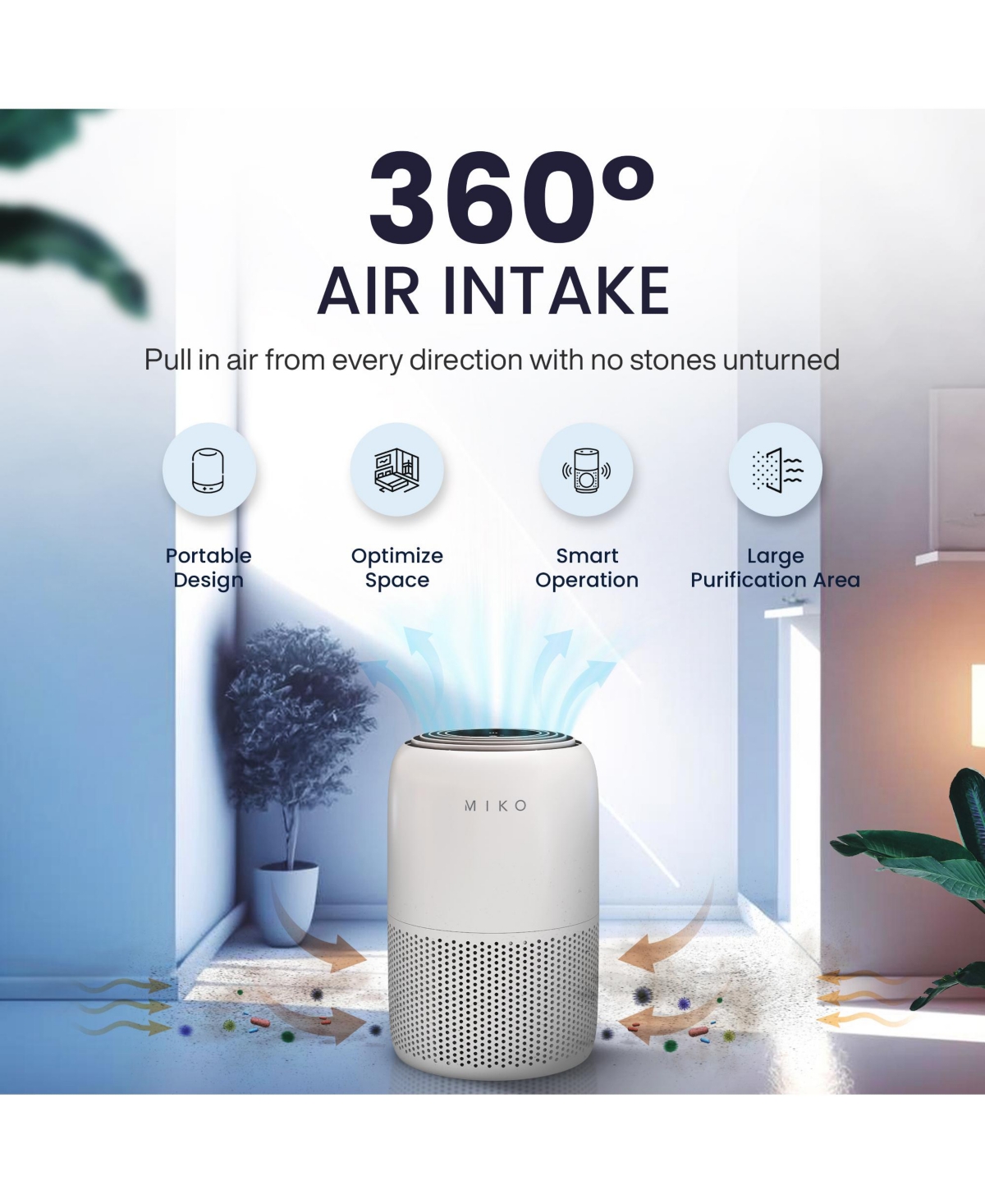 Miko Hepa Smart Air Purifier Up To 770 Sqft - App Controlled