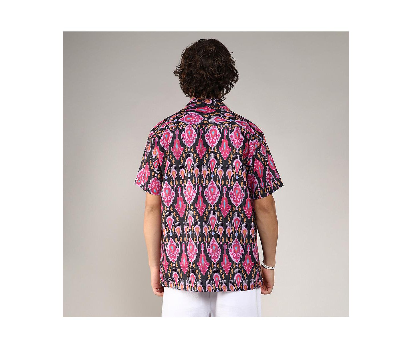 Мужская рубашка Cahoot Campus Sutra Midnight Black & Light Pink Ethnic, цвет: Чёрный — фото 4