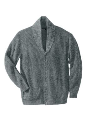 Big & Tall Shaker Knit Shawl-Collar Cardigan Sweater