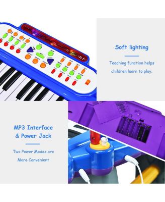 37 Key Electronic Keyboard Kids Toy Piano MP3 Input w/ Microphone & Stool Blue