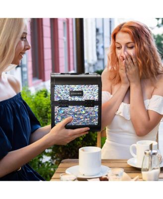 Makeup Train Case Cosmetic Organizer w/ Mirror Mermaid Silver Artist