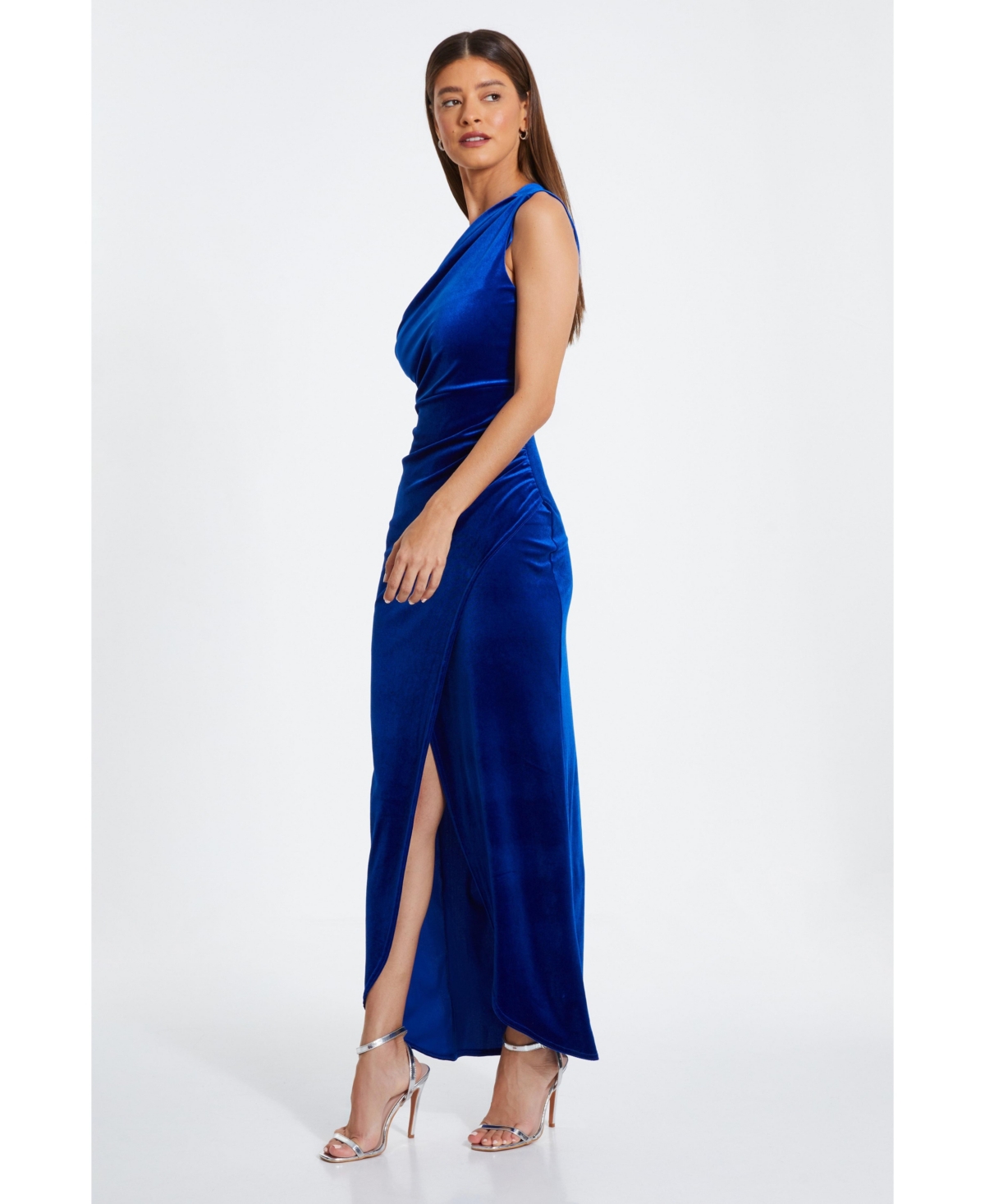 Quiz Women's Velvet Asymmetric Midaxi Dress