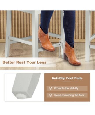 Set of 2 Counter Bar Stool with Inclined Backrest and Footrest