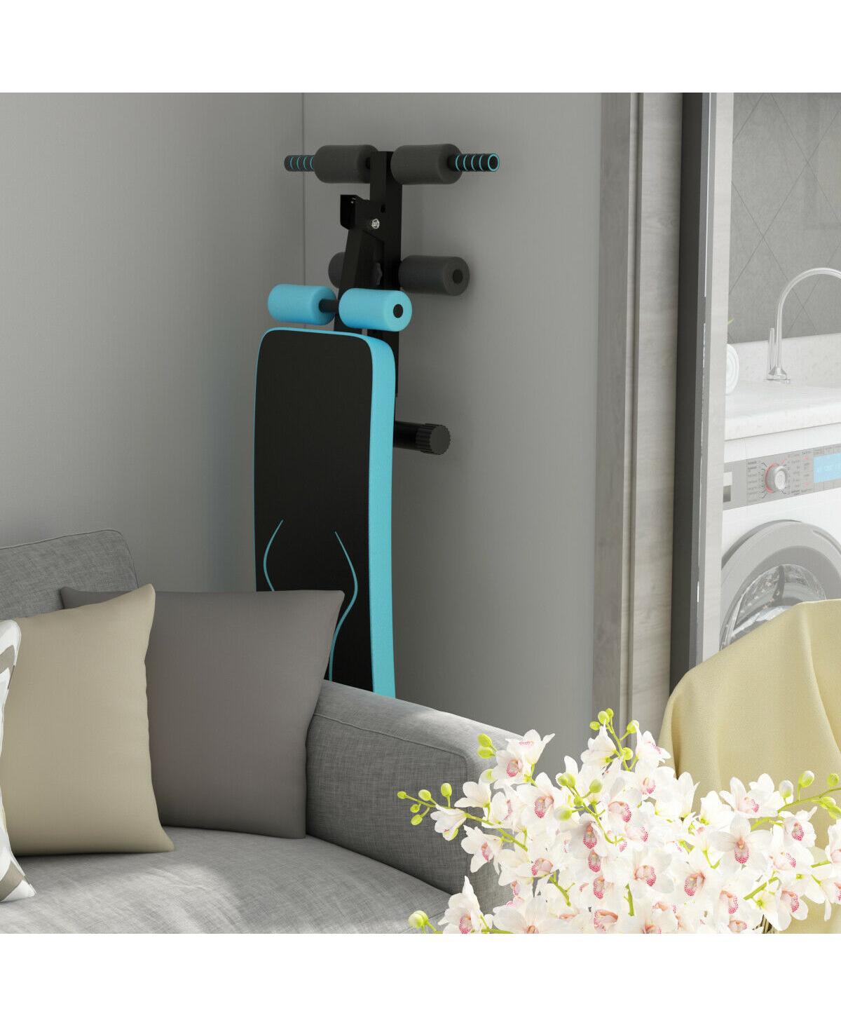 Vebreda Folding Weight Bench Adjustable Sit-up Board Workout Slant Bench- Blue