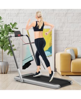2-in-1 Folding Treadmill with Remote Control and LED Display-Silver