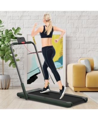 2-in-1 Folding Treadmill with Remote Control and LED Display-Green