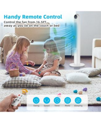 VEBREDA 42 Inch 80 Degree Tower Fan with Smart Display Panel and Remote Control-White