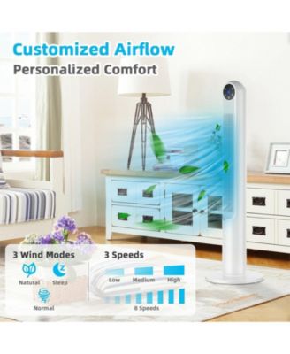 VEBREDA 42 Inch 80 Degree Tower Fan with Smart Display Panel and Remote Control-White