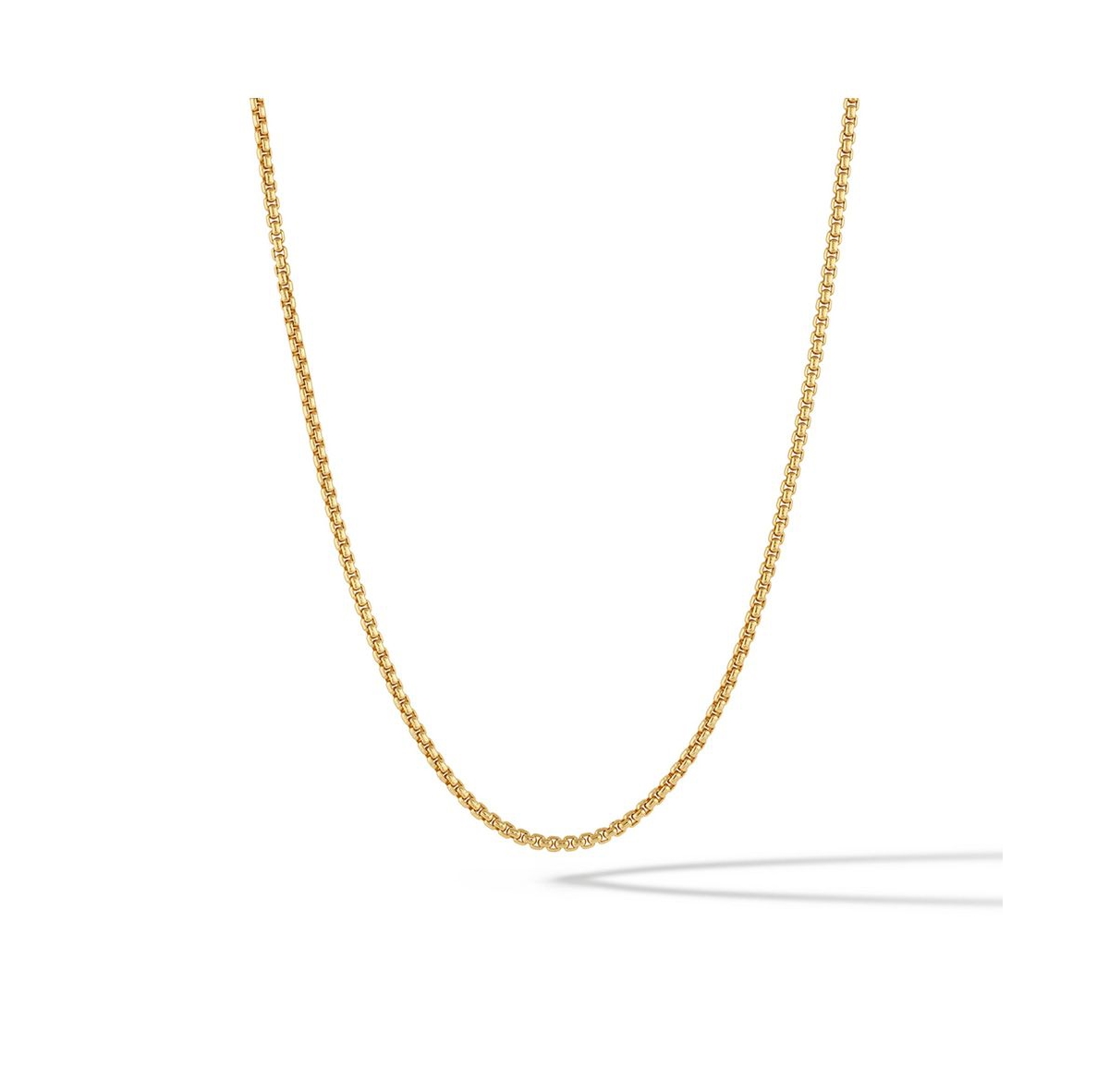 Men's Box Chain Necklace 2mm in Sterling Silver Bonded with 14K Gold and Parrot Clasp - Black