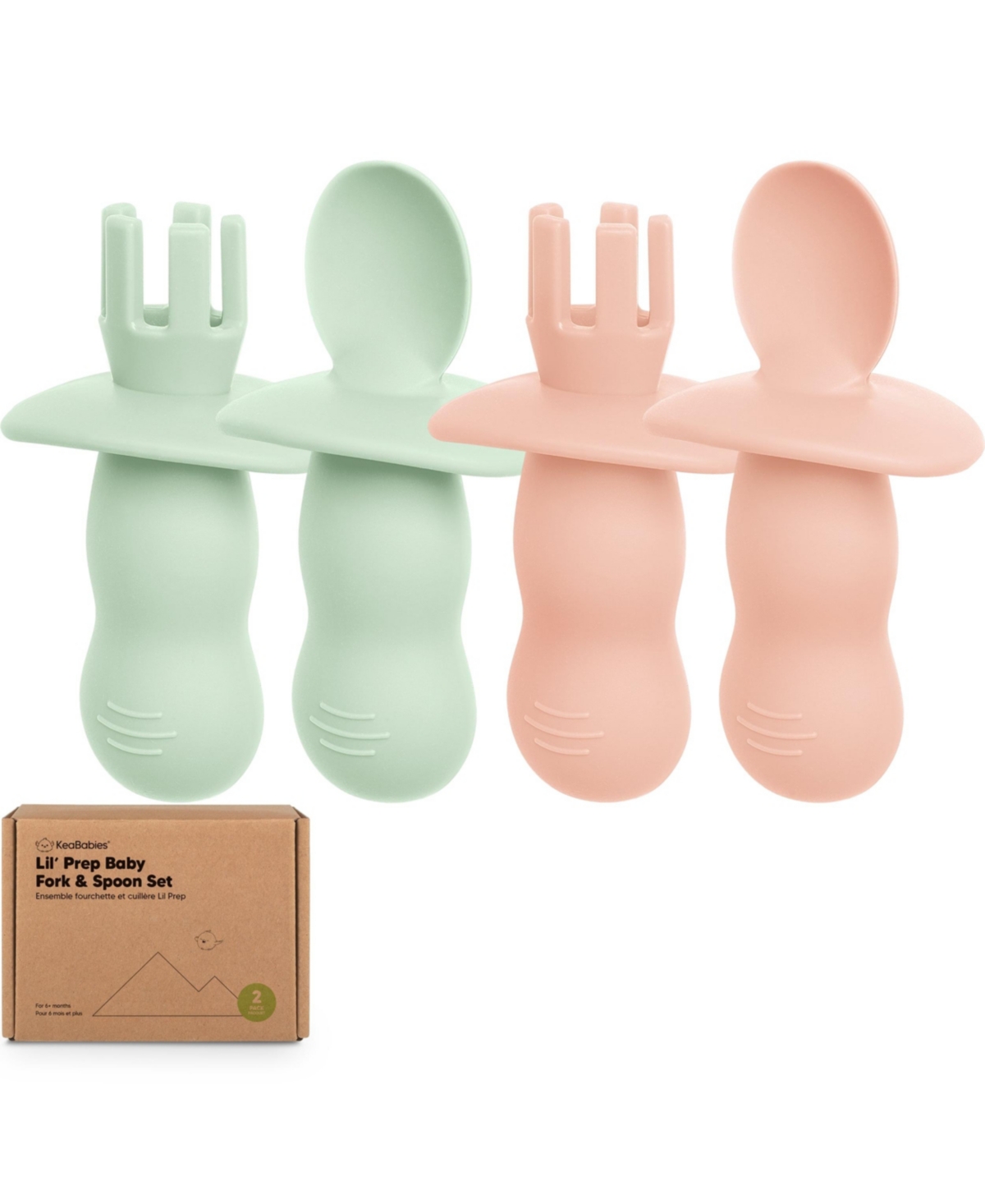 KeaBabies 4-Pack Prep Baby Spoons & Forks Set, Self Feeding Baby Utensils 6-18 Months, Silicone Blw Baby Feeding Set, Bpa-Free
