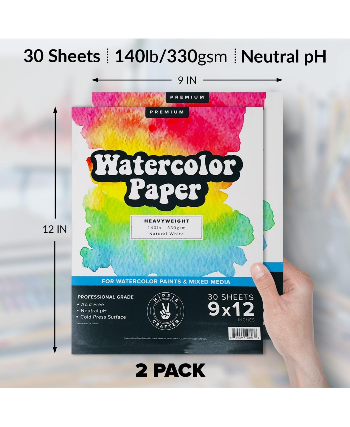 Hippie Crafter 2 Pack of Watercolor Paper
