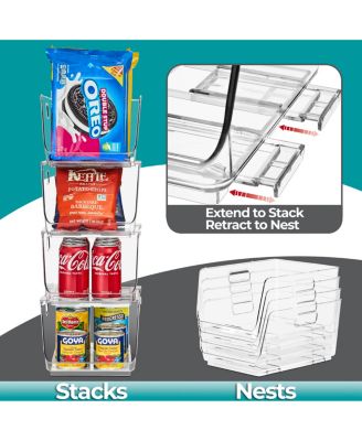 Medium 4 Pack Stackable Storage Bins Open Front - Clear Stackable Storage Bins - Pantry Bins