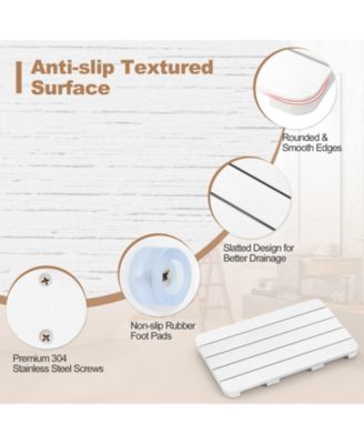 Waterproof HIPS Spa Shower Mat for Bathroom with Non Slip Foot Pads-White