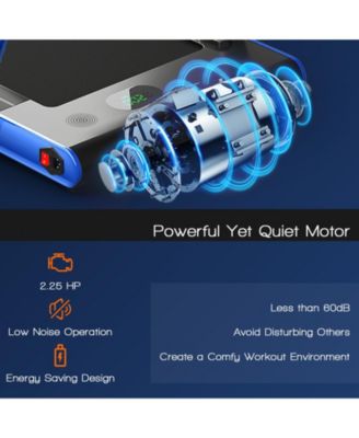 2-in-1 Folding Treadmill with Remote Control and LED Display-Blue