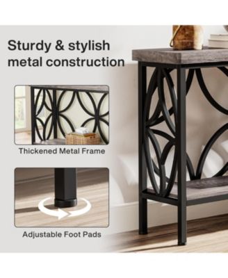 70.9-Inch Narrow Sofa Table, Industrial Long Sofa Table, Entry Console Table with Storage for Entryway, Living Room, Foyer, Unique Design