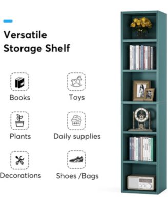 70.9 Inch Tall Narrow Bookcase Set of 2, Rustic Corner Bookcase with Storage, 6 Tier Cube Display Shelves for Home Office