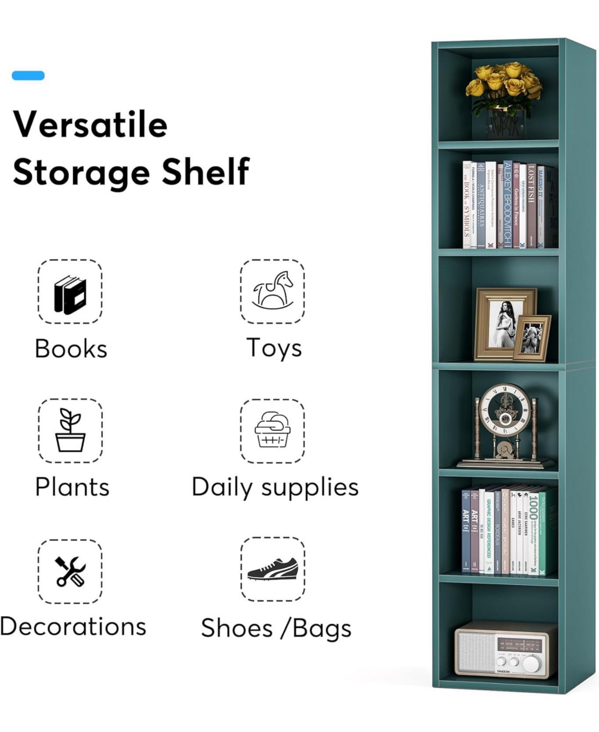 Tribesigns 70.9 Inch Tall Narrow Bookcase Set of 2, Rustic Corner Bookcase with Storage, 6 Tier Cube Display Shelves for Home Office