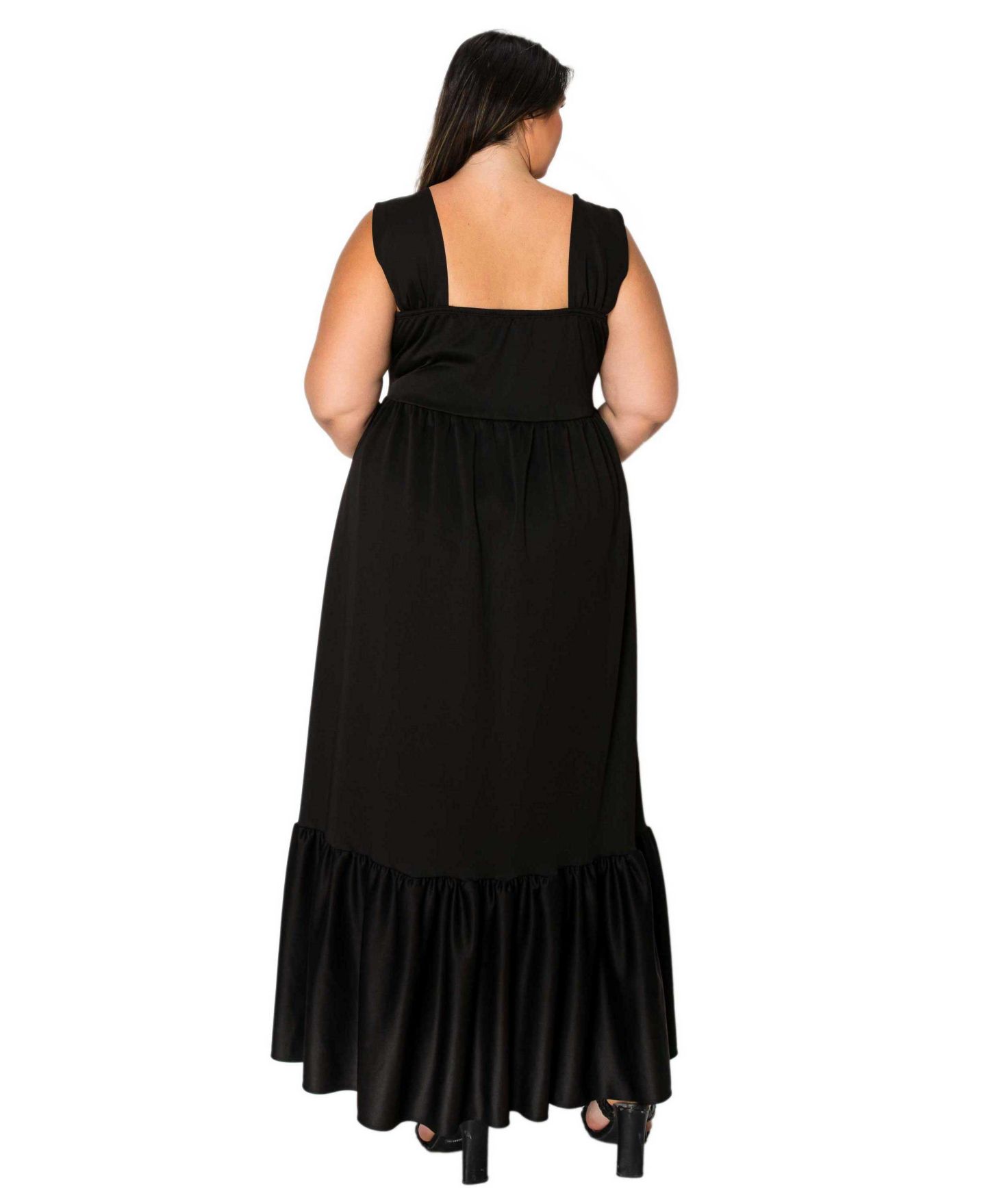 Женское платье L I V D Plus Size Angelika Ruffled Hem Maxi, цвет: Чёрный — фото 3
