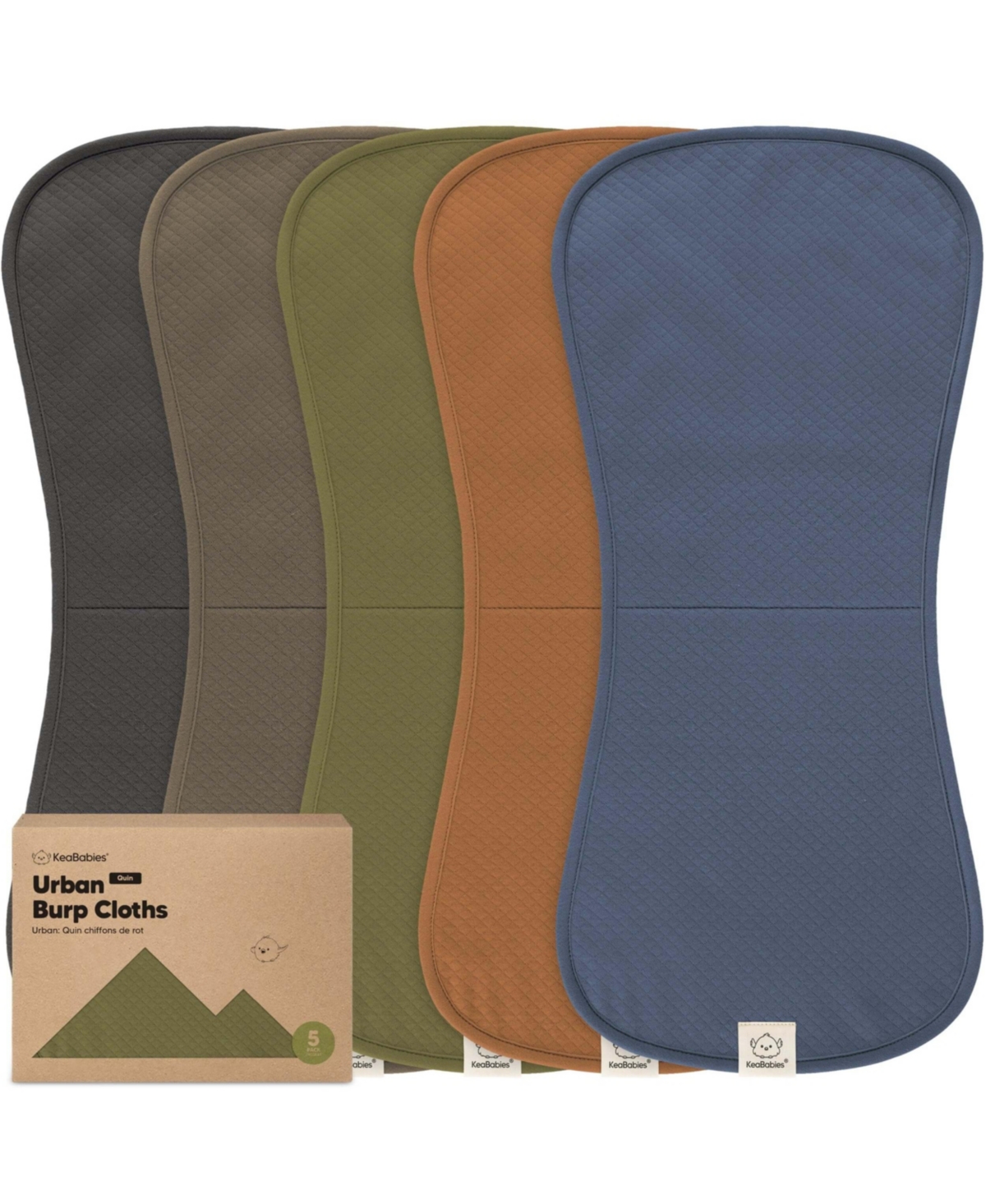 KeaBabies Kids 5pk Organic Quin Baby Burp Cloths for Boys, Girls, Absorbent Cotton Burping Cloths for Babies, Newborns