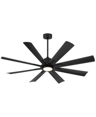 54" Inspirit Modern Indoor Outdoor Ceiling Fan 8 Blade LED Light Remote Control Matte Black Finish Bedroom Damp Rated