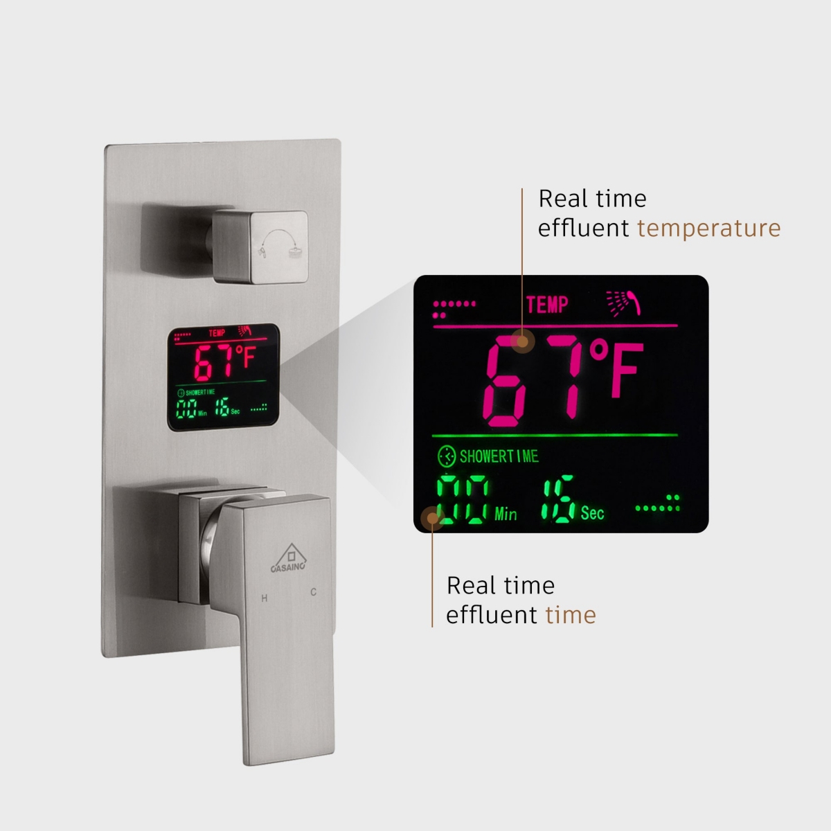 Mondawe 2 Function Wall Mounted Dual Shower Heads Shower System With Water Temperature Display