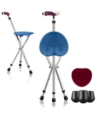 Lightweight Adjustable Folding Cane Seat with Light-Blue